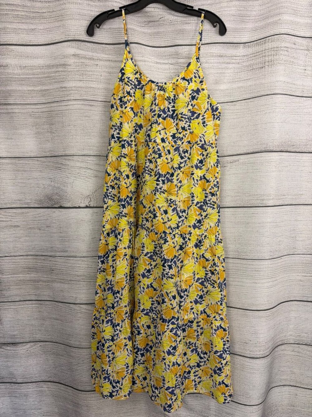NWOT THML Yellow & Blue Floral Sleeveless Midi Dress Size S